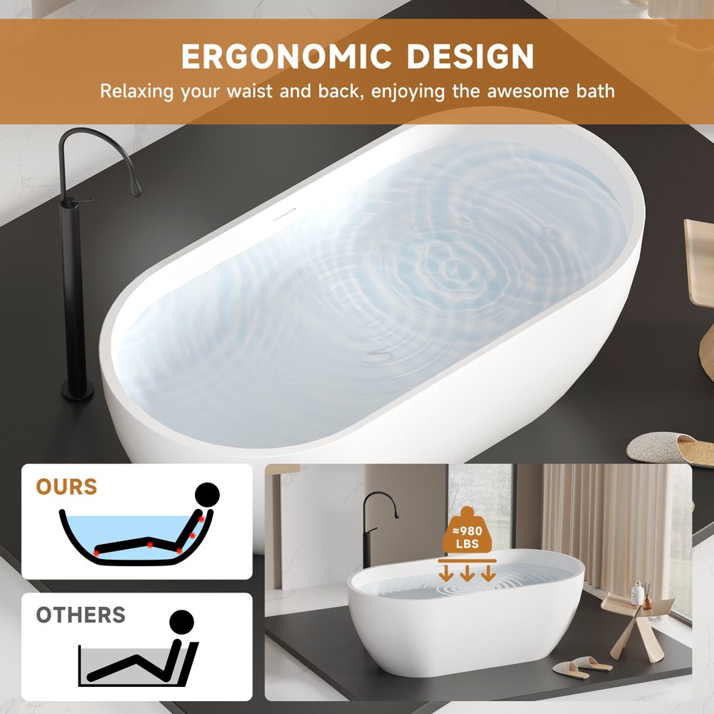 Compact Egg-Shaped Freestanding Tub 1300 mm: product detail 5