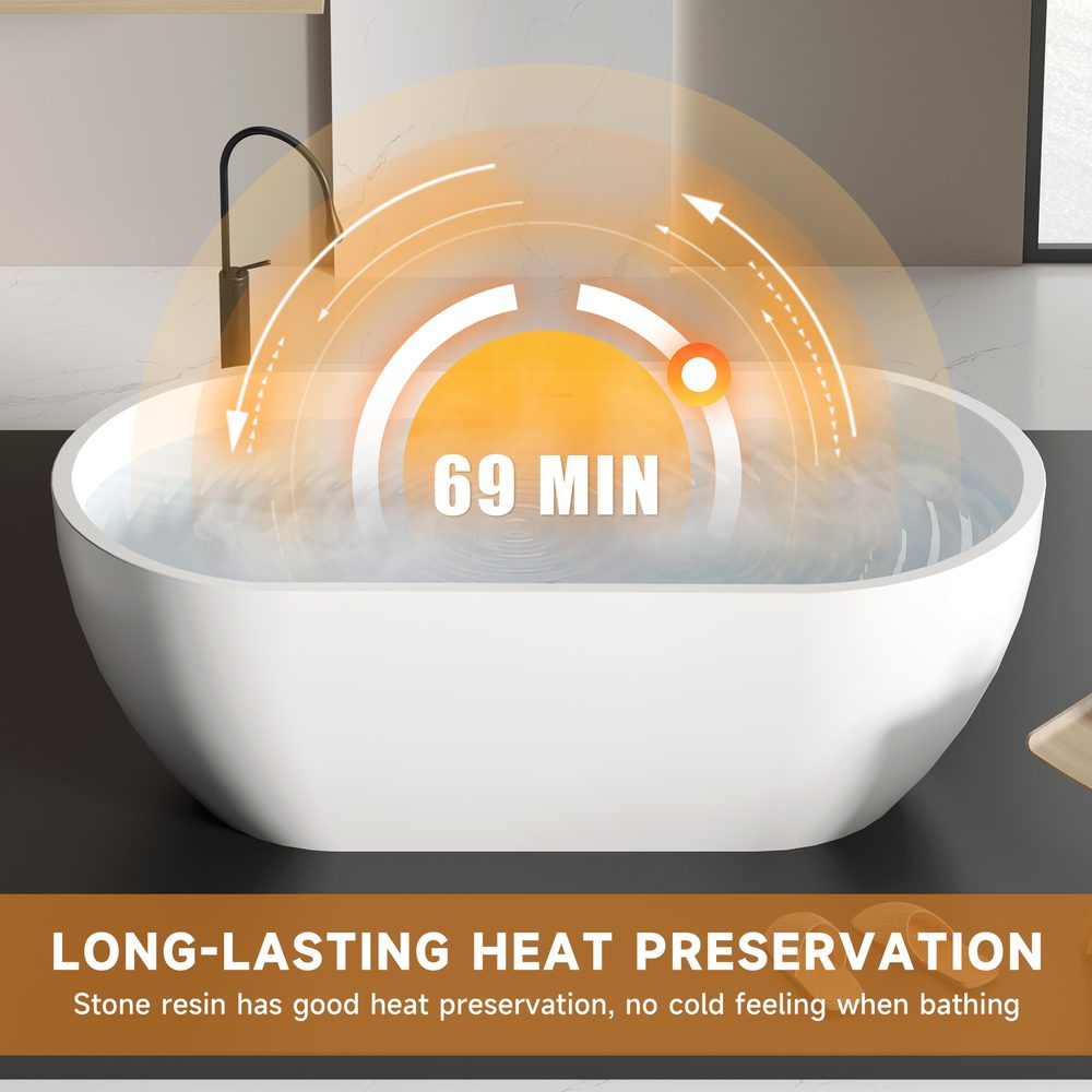 Compact Egg-Shaped Freestanding Tub 1300 mm: product detail 6