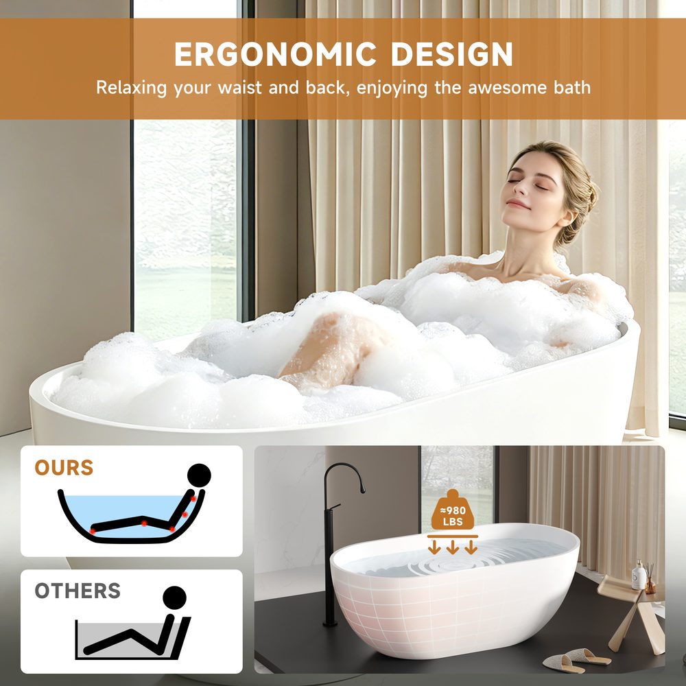 Compact Freestanding Soaking Tub 1500 mm: product detail 7