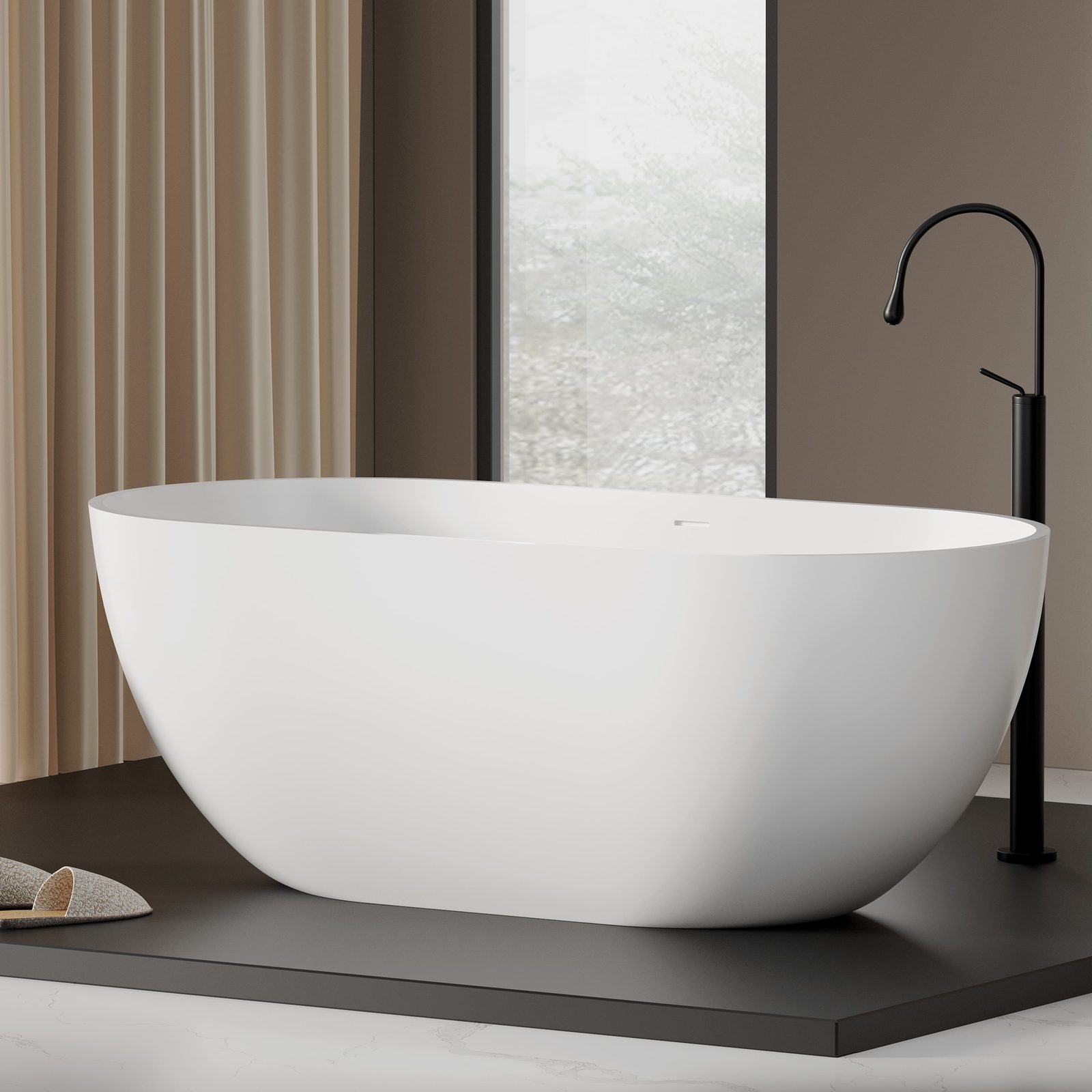 Compact Freestanding Soaking Tub 1500 mm in matte white