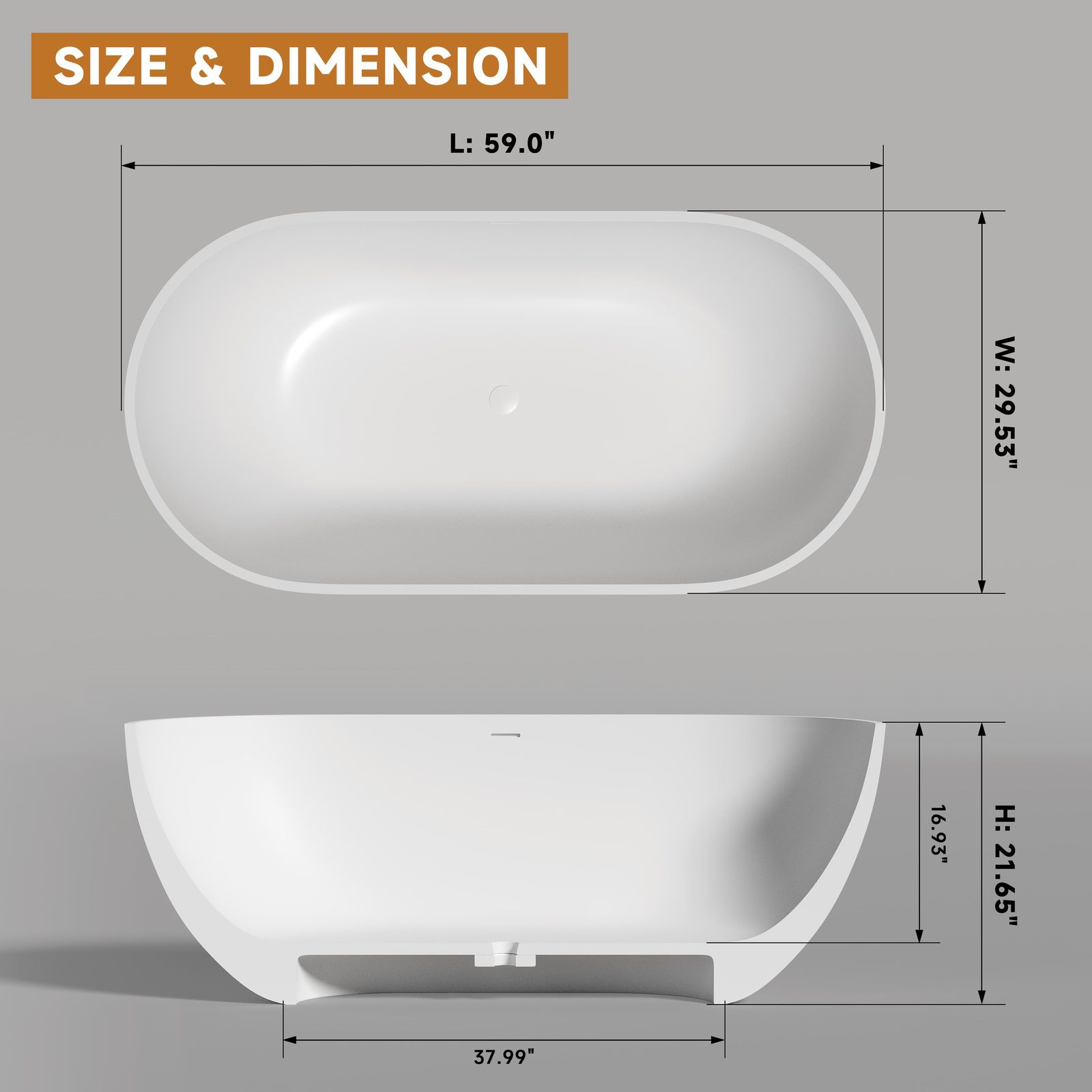 Compact Freestanding Soaking Tub 1500 mm: product detail 1