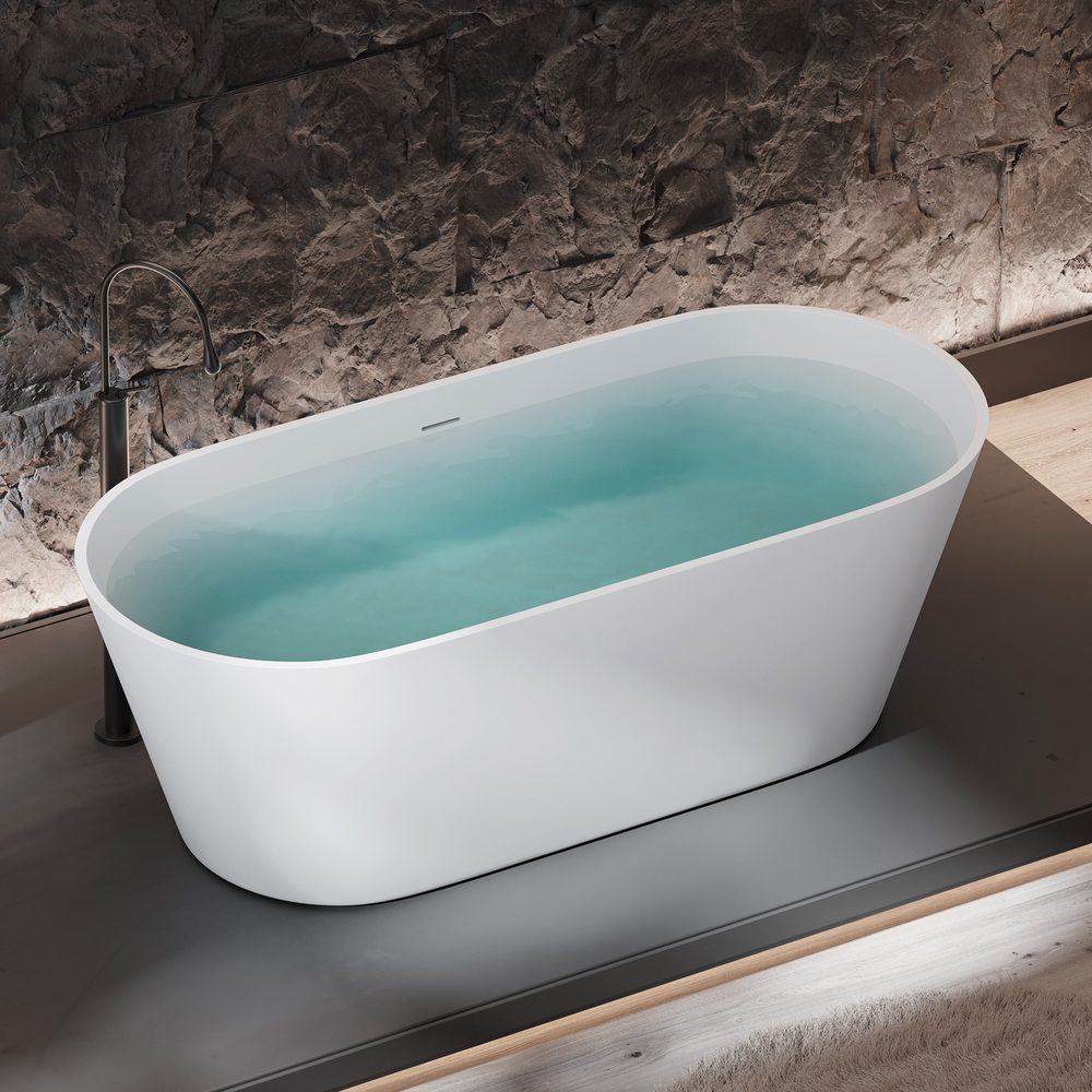 Deep Freestanding Soaking Tub in matte white