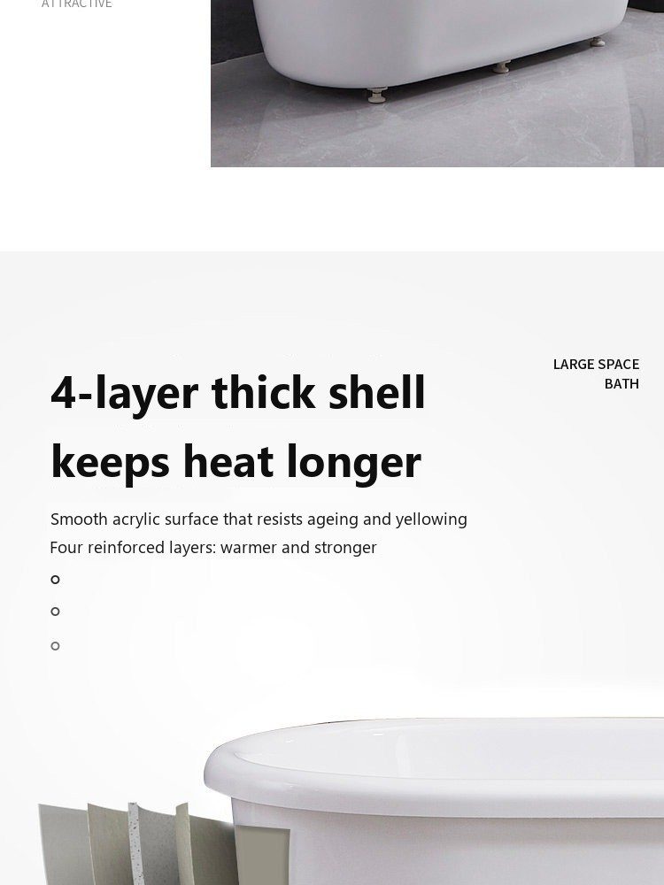 Extra-Deep Oval Soaking Tub: product detail 6