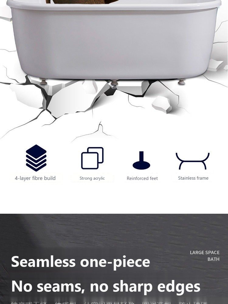 Extra-Deep Oval Soaking Tub: product detail 10