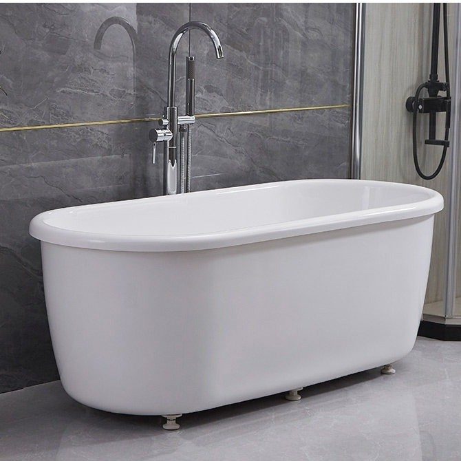 Extra-Deep Oval Soaking Tub in pearl white