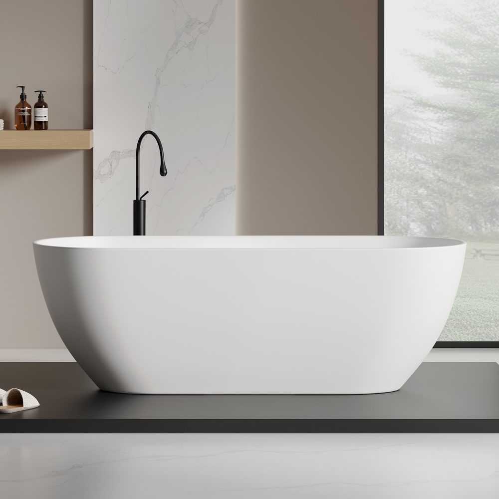 Double-Ended Freestanding Soaking Tub 1750 mm in matte white