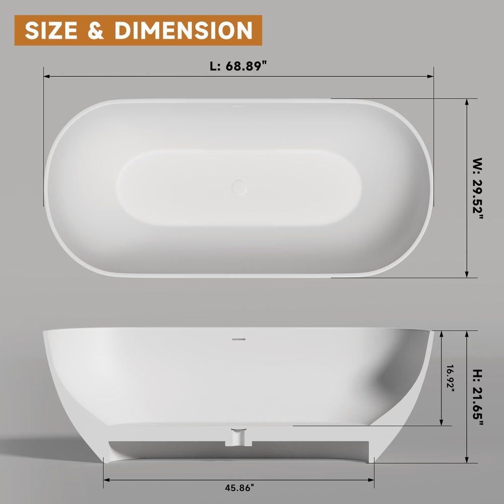 Double-Ended Freestanding Soaking Tub 1750 mm: product detail 5
