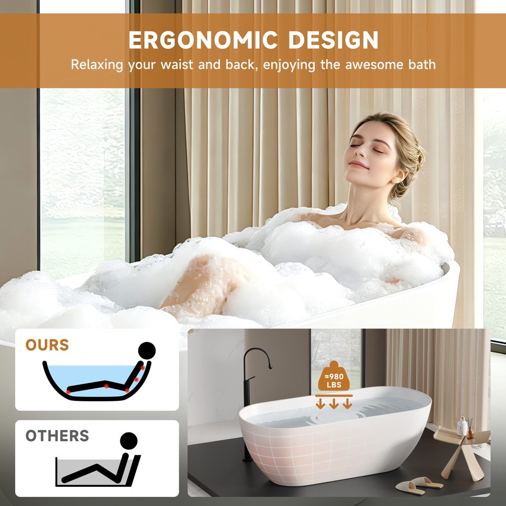 Double-Ended Freestanding Soaking Tub 1750 mm: product detail 6