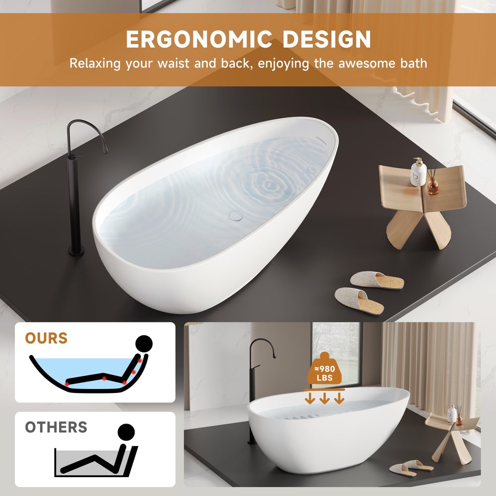 Egg-Shaped Freestanding Tub 1500 mm: product detail 6