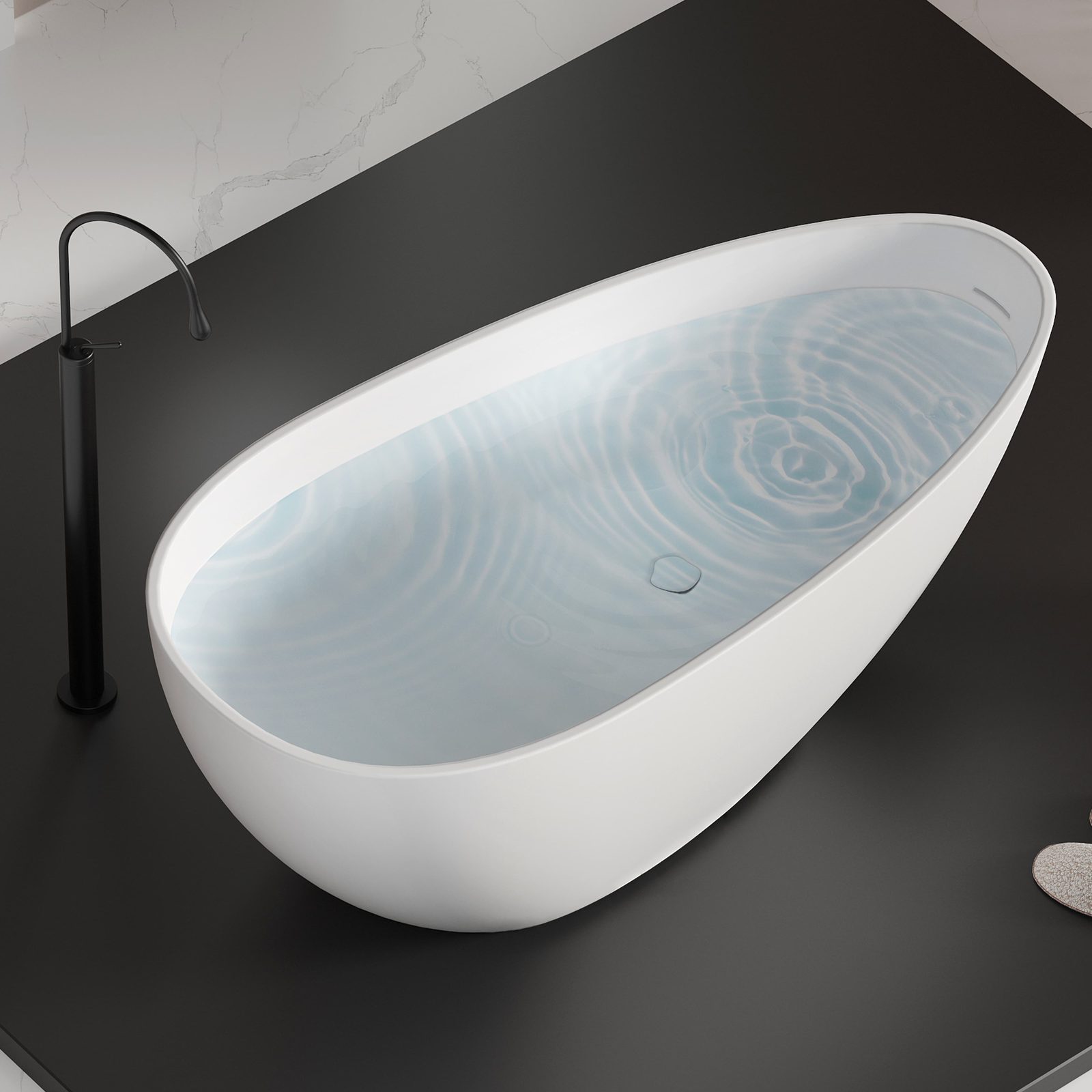 Egg-Shaped Freestanding Tub 1500 mm in matte white