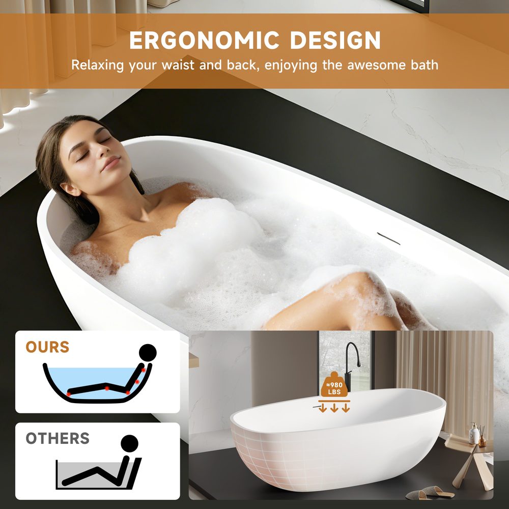 Large Oval Freestanding Tub 1800 mm: product detail 6