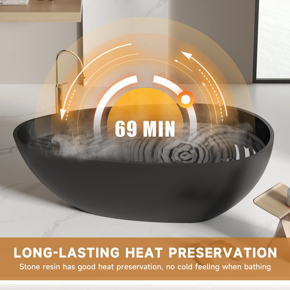 Matte Black Egg-Shaped Freestanding Tub 1700 mm: product detail 7