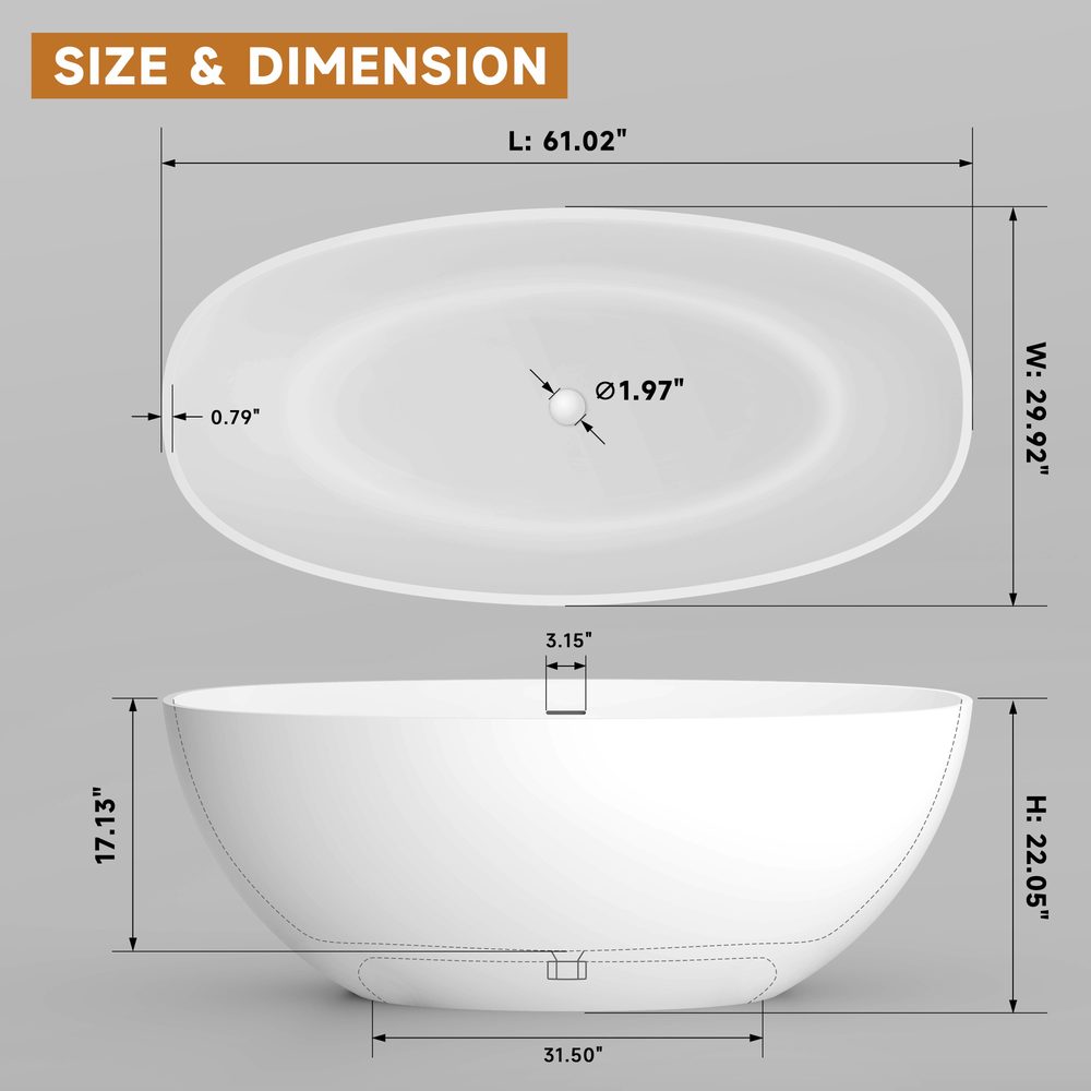 Oval Freestanding Tub 1550 mm: product detail 5