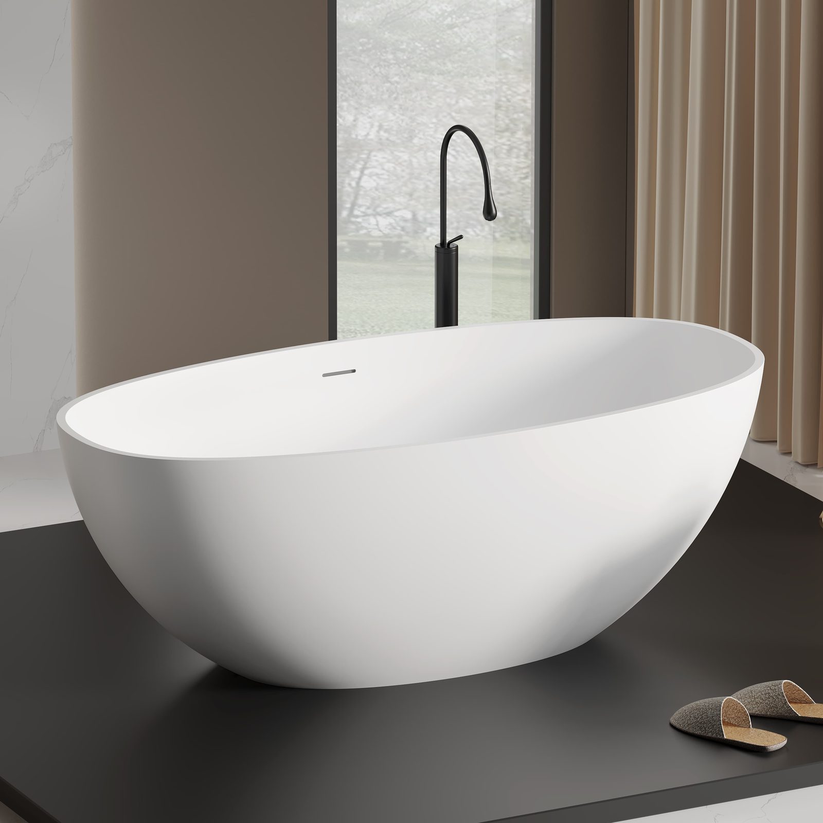 Oval Freestanding Tub 1550 mm in matte white