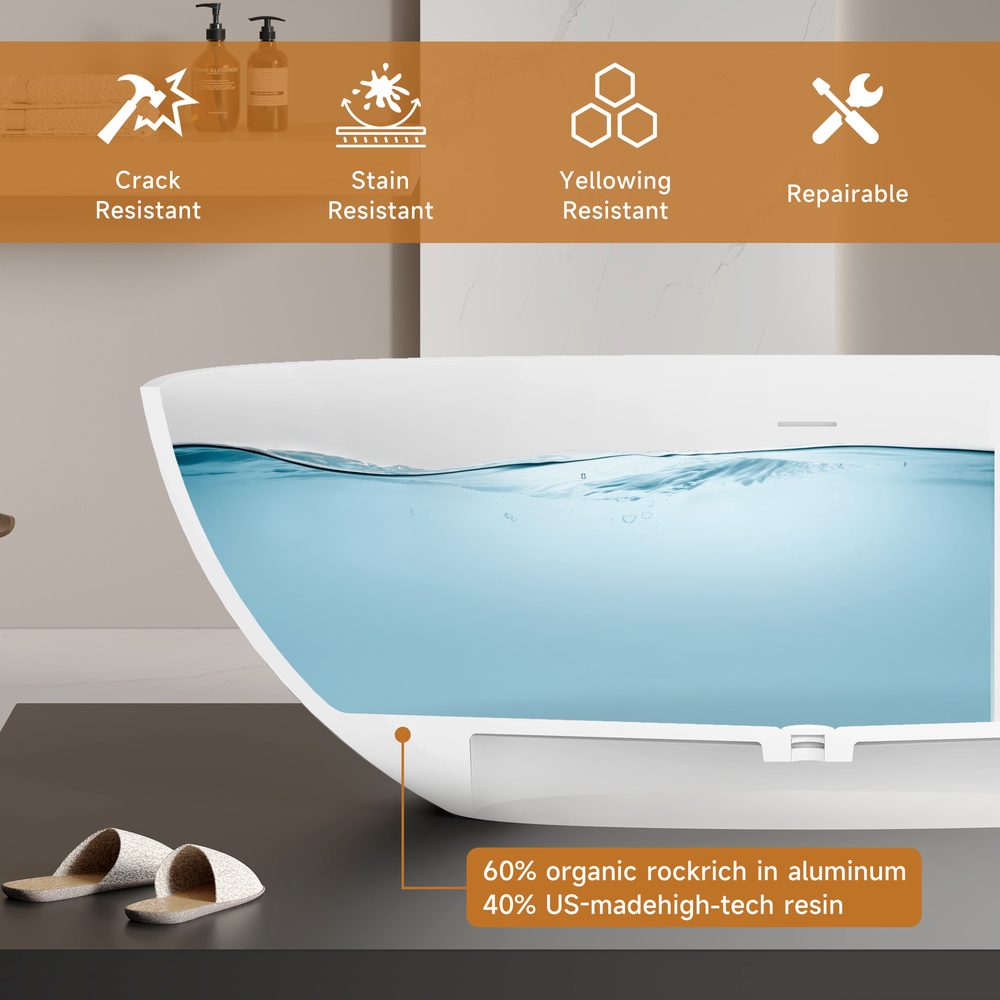 Oval Freestanding Soaking Tub 1700 mm: product detail 4