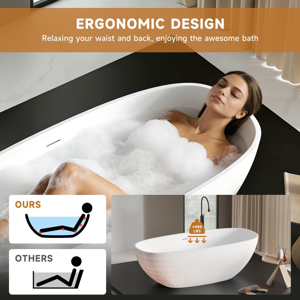 Oval Freestanding Soaking Tub 1700 mm: product detail 6