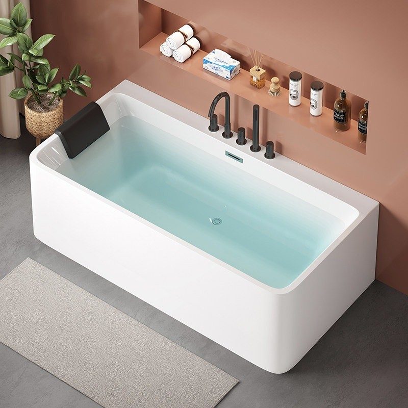 Rectangular Tub with Soft Headrest in white