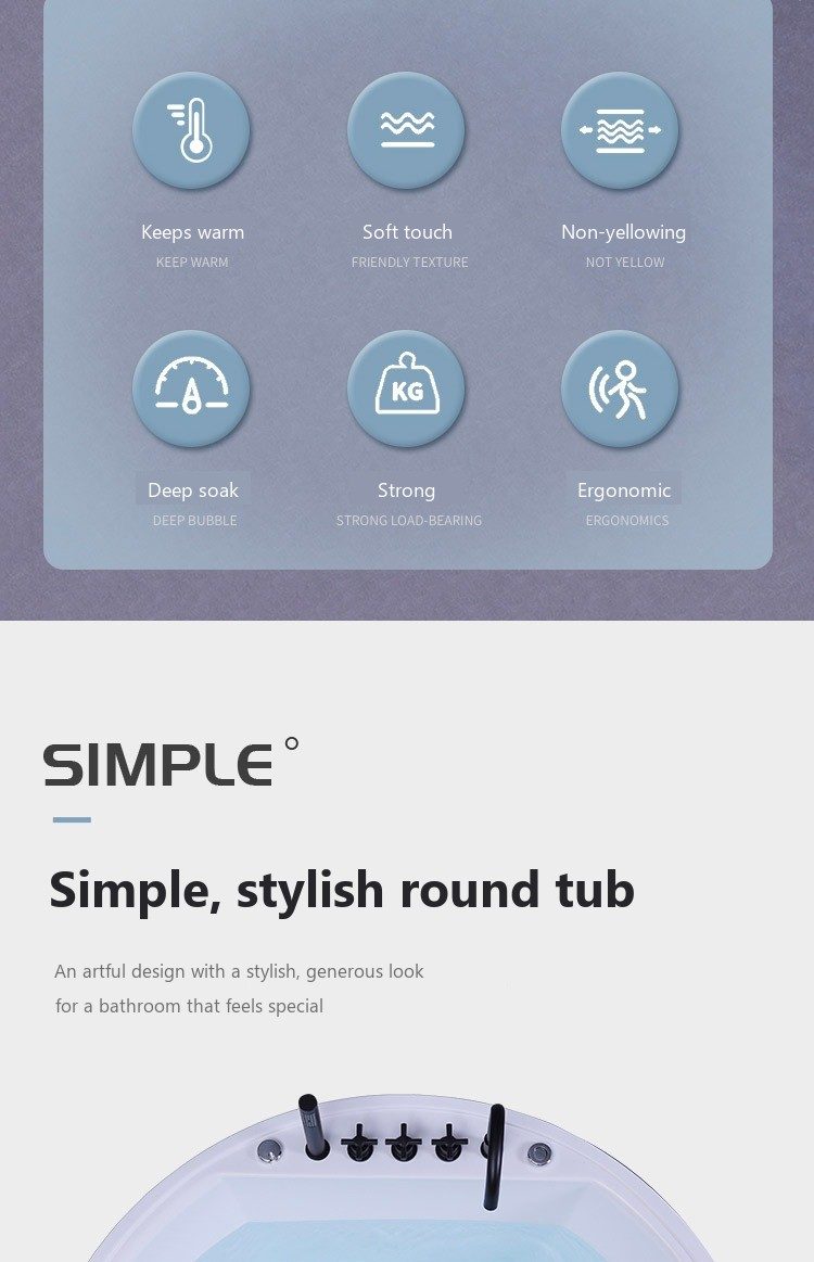 Round Freestanding Soaking Tub: product detail 2