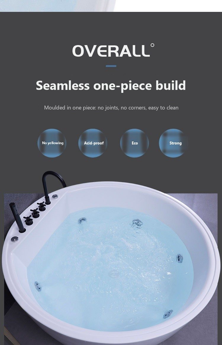 Round Freestanding Soaking Tub: product detail 6