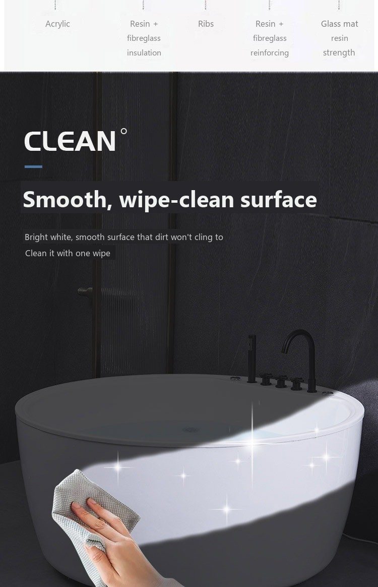 Round Freestanding Soaking Tub: product detail 8