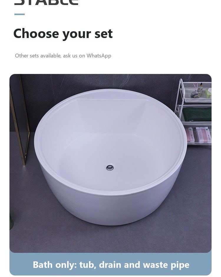 Round Freestanding Soaking Tub: product detail 12
