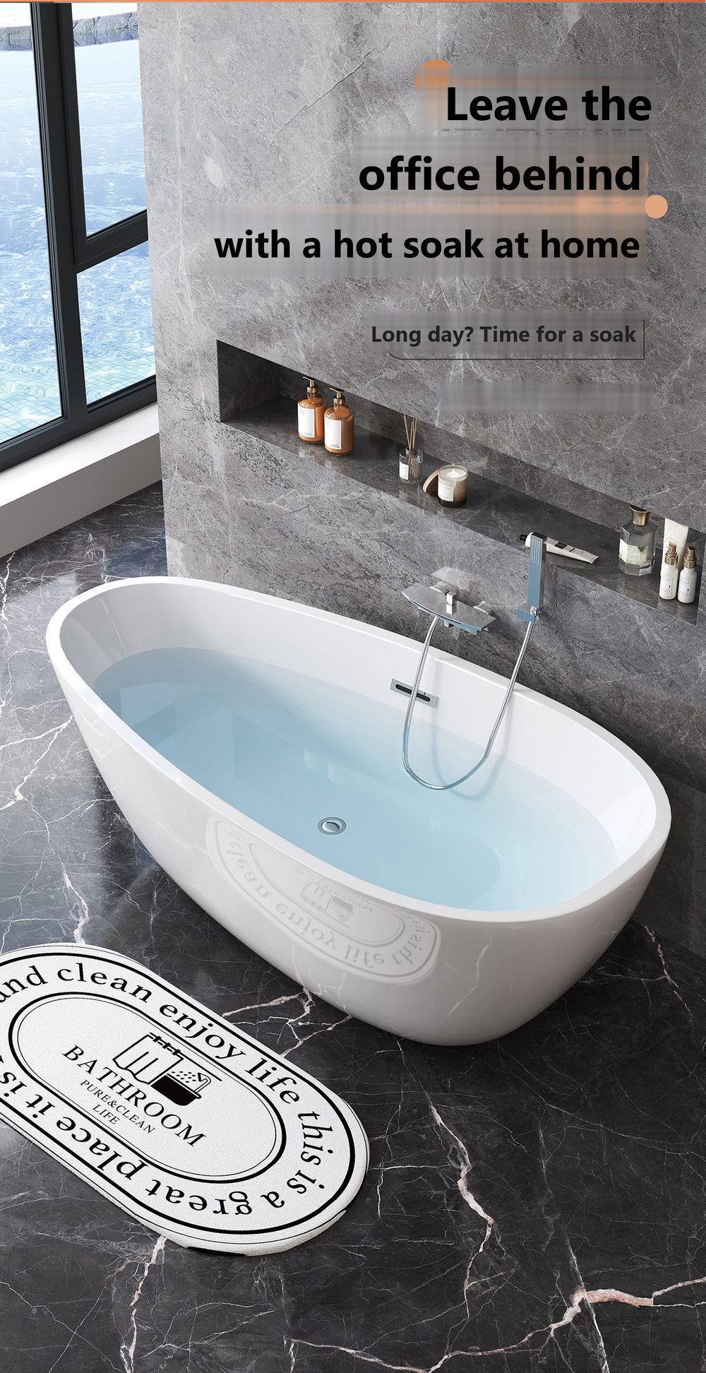 Teardrop Freestanding Soaking Tub: product detail 3