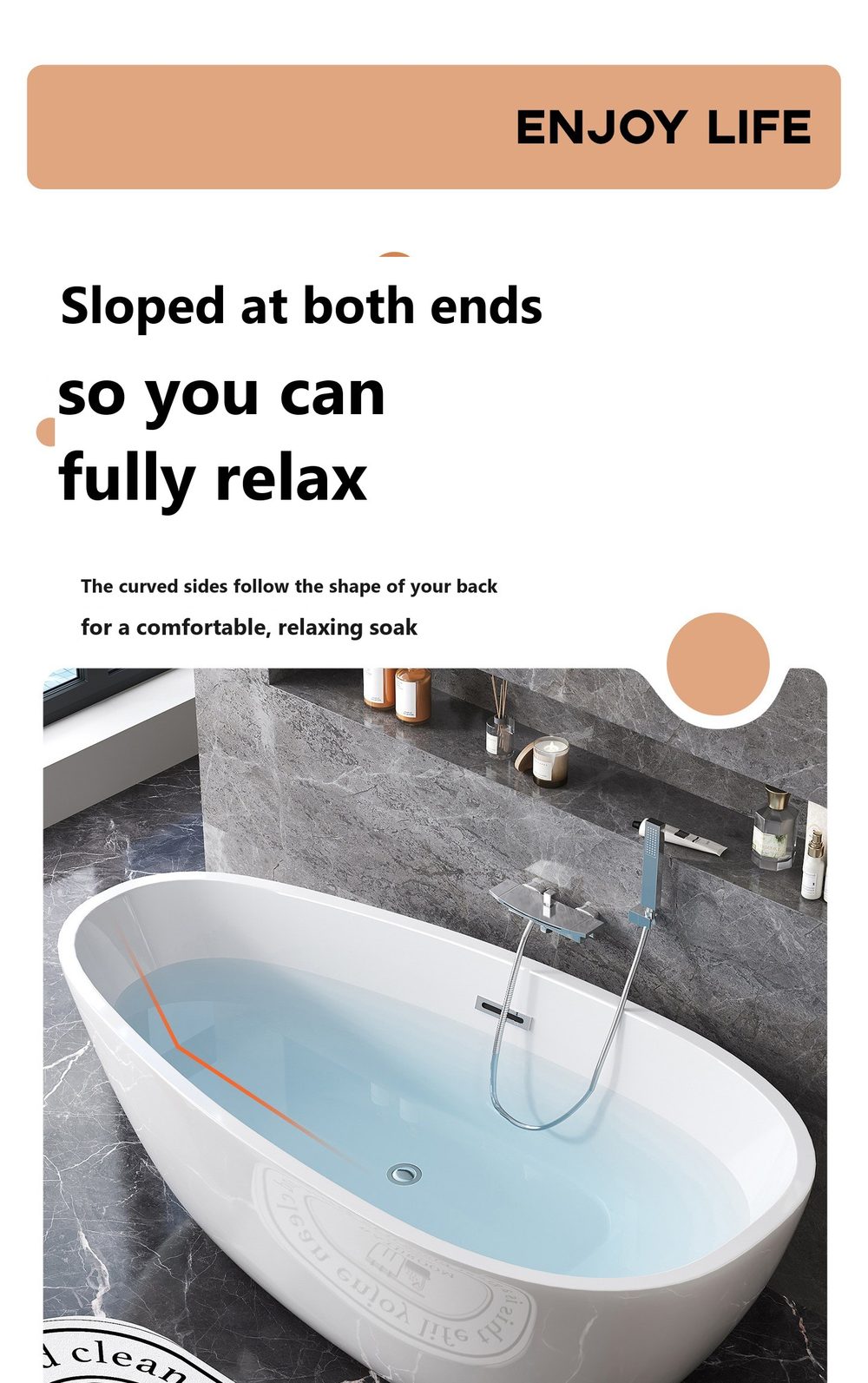 Teardrop Freestanding Soaking Tub: product detail 5