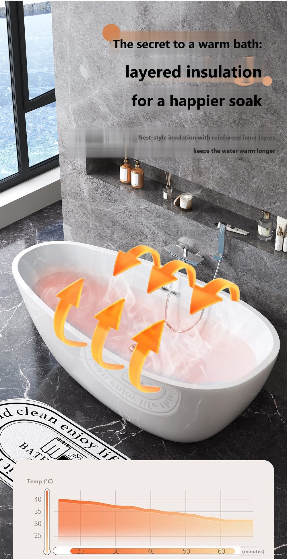 Teardrop Freestanding Soaking Tub: product detail 7