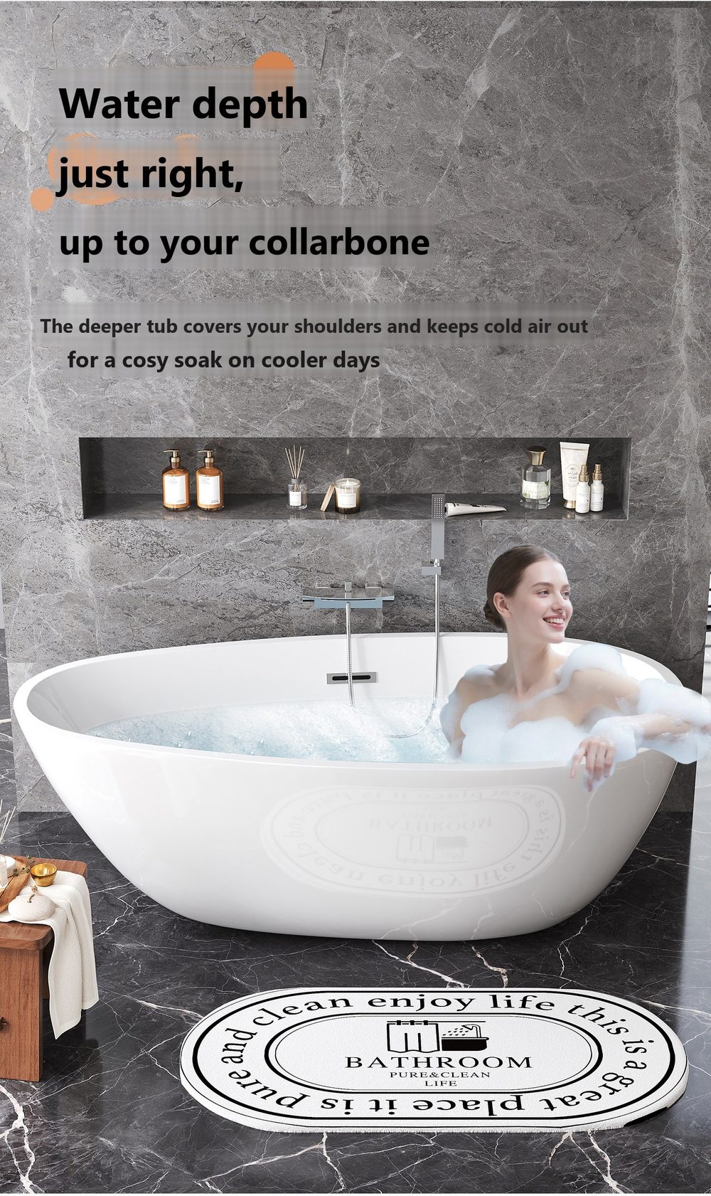 Teardrop Freestanding Soaking Tub: product detail 8