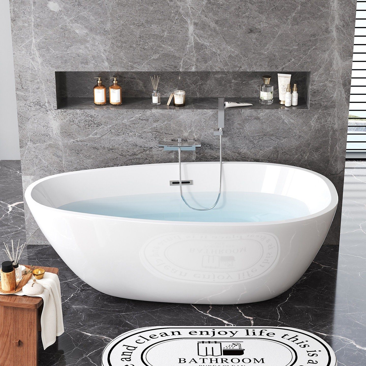 Teardrop Freestanding Soaking Tub in white