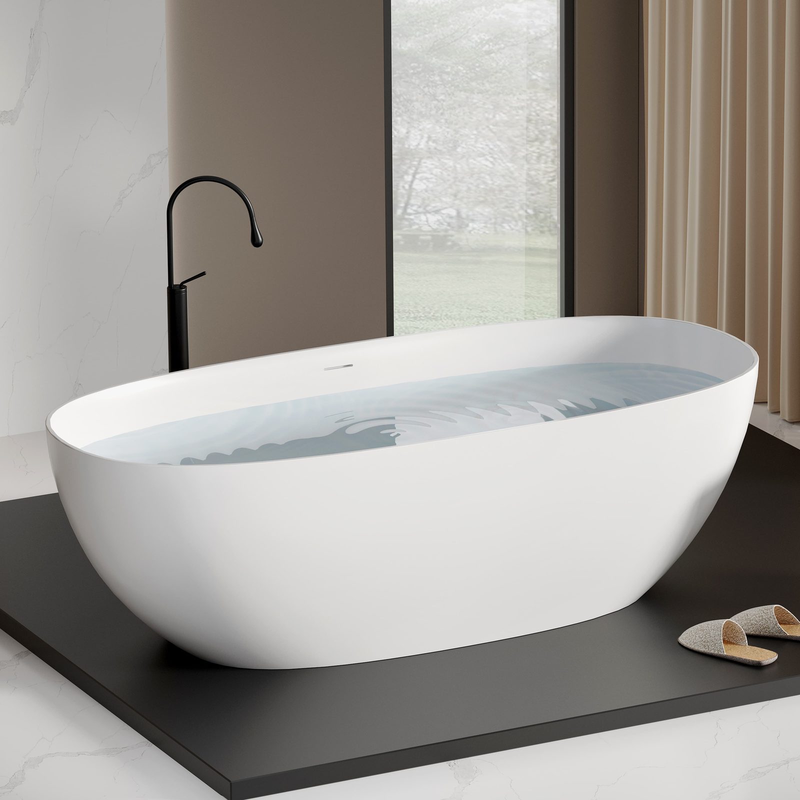Wide Oval Freestanding Tub 1800 mm in matte white